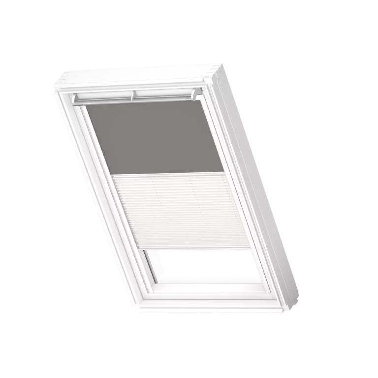 Roleta zaciemniająca-plisowana VELUX DFD, z białymi prowadnicami DFD F04 0705SWL