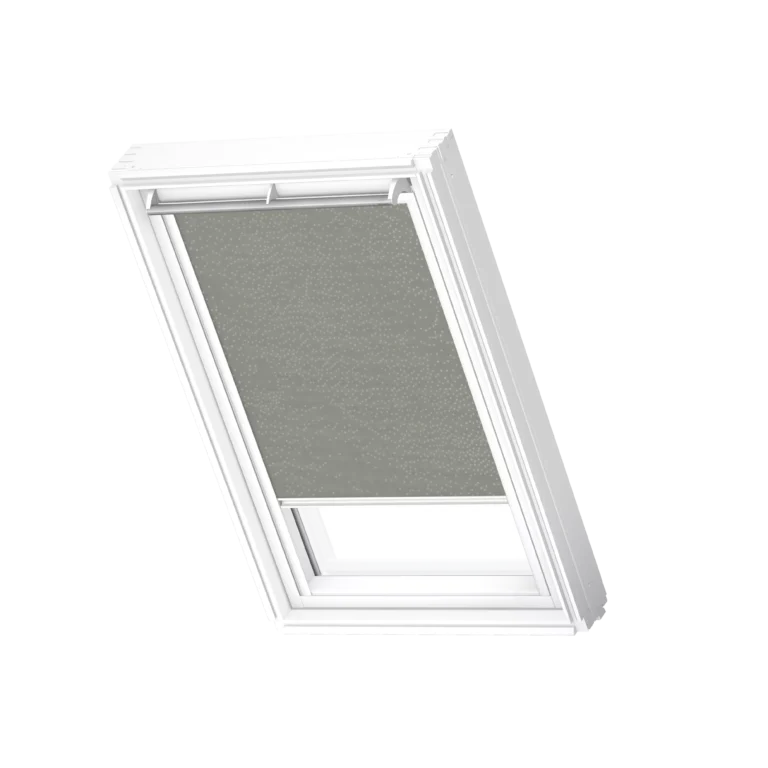 Półprzezroczysta roleta dekoracyjna VELUX RFL z białymi prowadnicami RFL F04 4165SWL