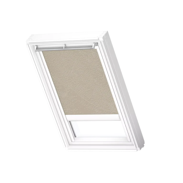 Elektryczna roleta zaciemniająca VELUX INTEGRA® DML, z białymi prowadnicami DML SK01 4579SWL