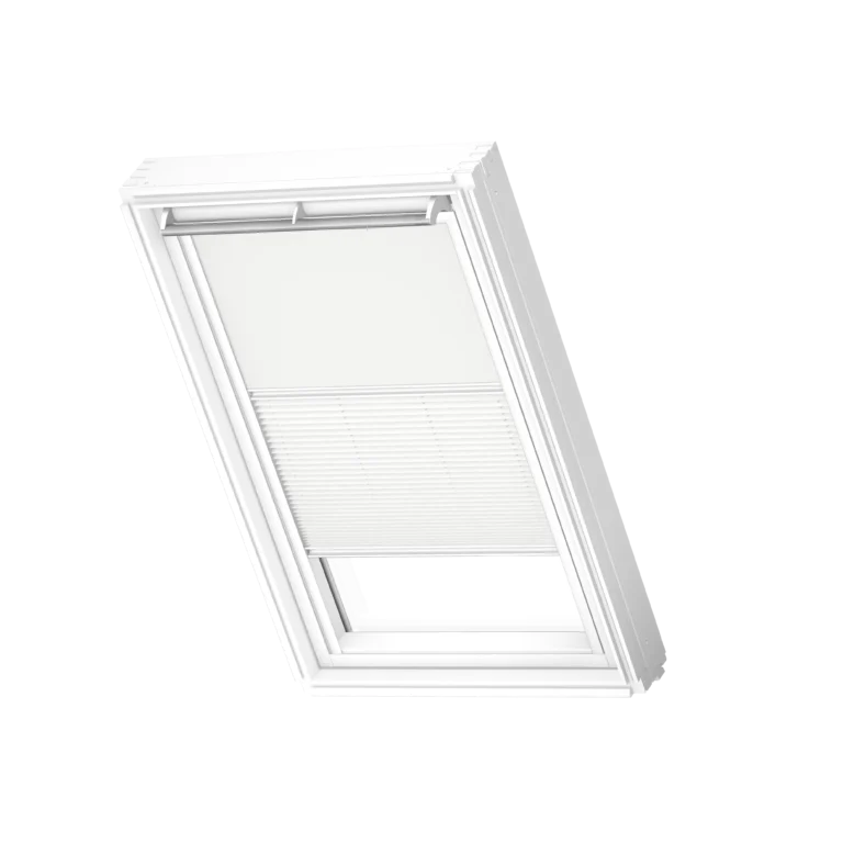 Roleta zaciemniająca-plisowana VELUX DFD, z białymi prowadnicami DFD F04 1025SWL