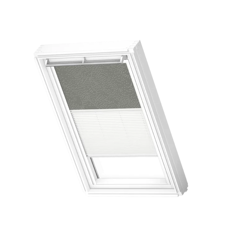 Roleta zaciemniająca-plisowana VELUX DFD, z białymi prowadnicami DFD F04 4575SWL