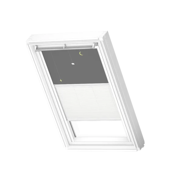 Roleta zaciemniająca-plisowana VELUX DFD, z białymi prowadnicami DFD S01 4665SWL
