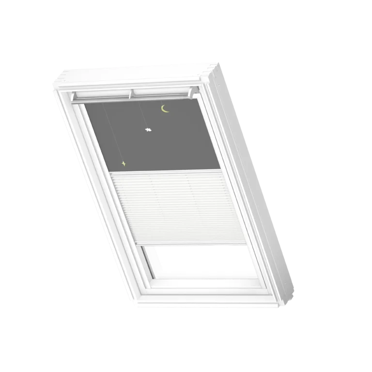 Roleta zaciemniająca-plisowana VELUX DFD, z białymi prowadnicami DFD UK10 4665SWL