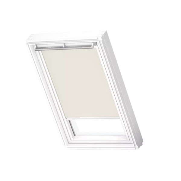 Roleta zaciemniająca VELUX DKL z białymi prowadnicami DKL M25 1085SWL