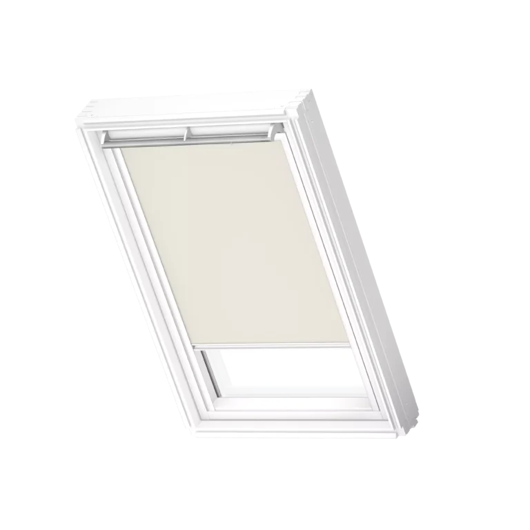 Roleta zaciemniająca VELUX DKL z białymi prowadnicami DKL M25 1085SWL