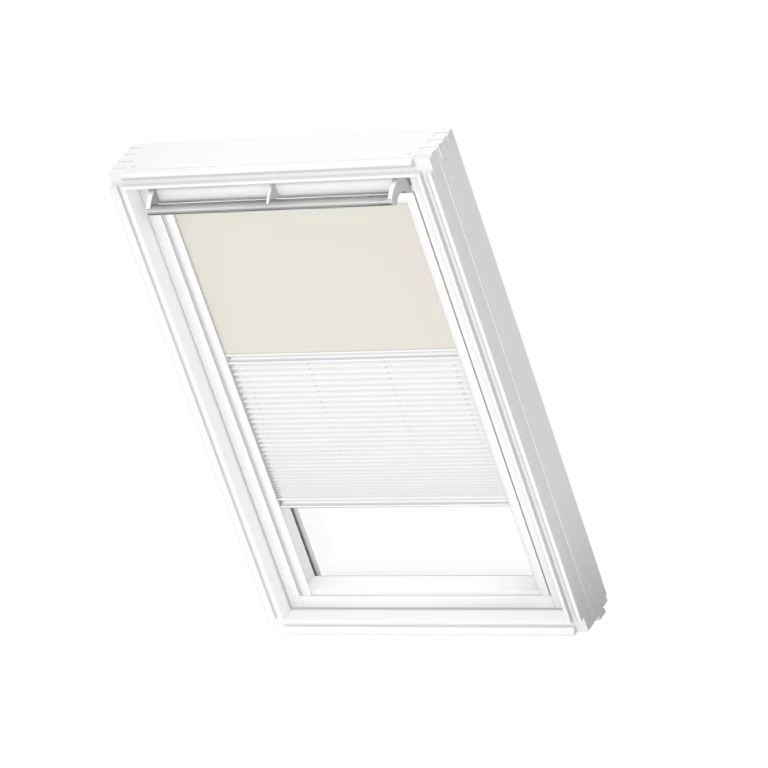 Roleta zaciemniająca-plisowana VELUX DFD, z białymi prowadnicami DFD F04 1085SWL