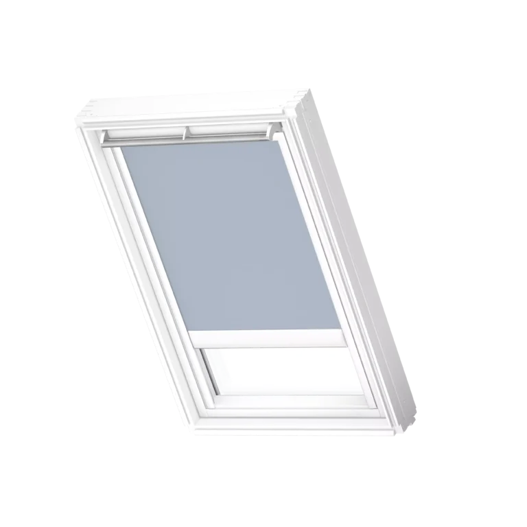 Elektryczna roleta zaciemniająca VELUX INTEGRA® DML, z białymi prowadnicami DML PK25 4576SWL