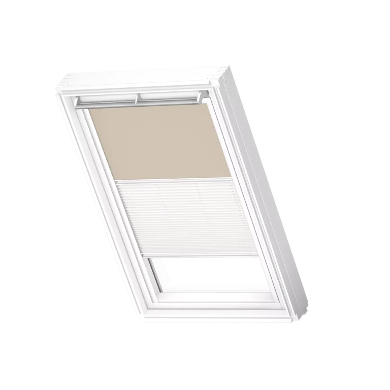 Roleta zaciemniająca-plisowana VELUX DFD, z białymi prowadnicami DFD F04 4556SWL