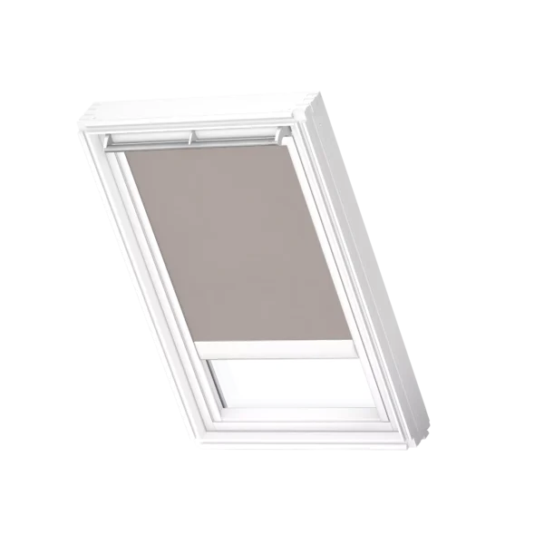 Elektryczna, półprzezroczysta roleta dekoracyjna VELUX RML z białymi prowadnicami RML F04 4169SWL