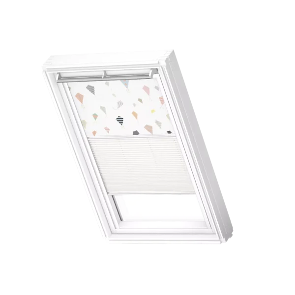 Roleta zaciemniająca-plisowana VELUX DFD, z białymi prowadnicami DFD F04 4667SWL