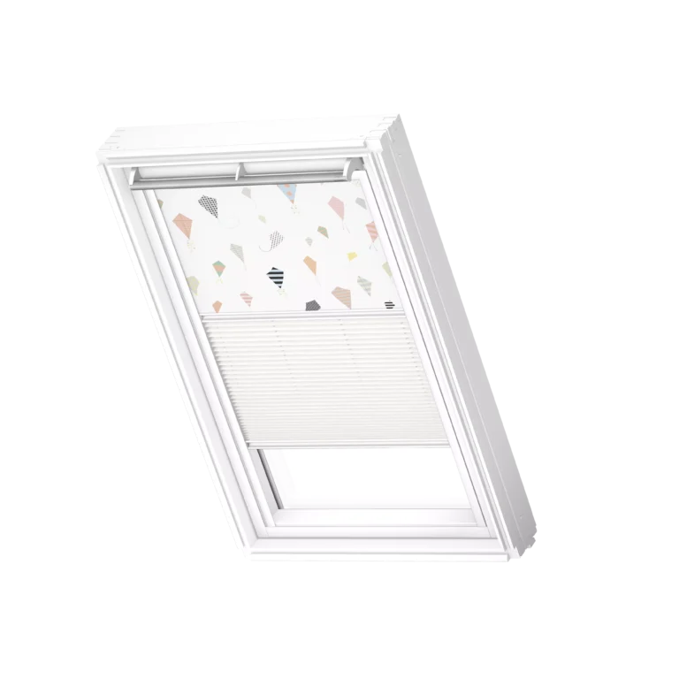 Roleta zaciemniająca-plisowana VELUX DFD, z białymi prowadnicami DFD F04 4667SWL